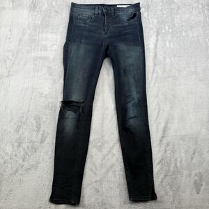 Rag & Bone Womens 25 10 Inch Capri High Rise‎ Black Distressed Skinny Jeans